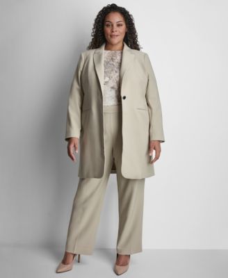 Plus Size Notch Collar Buttoned Jacket