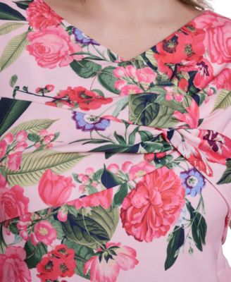 Plus Size Floral Print Sheath Midi Dress