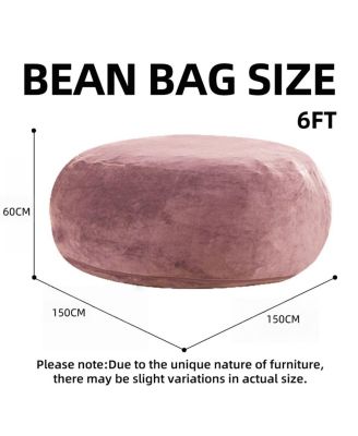 6FT Memory Foam Bean Bag Chair for Adults & Teens - Soft Round Sofa