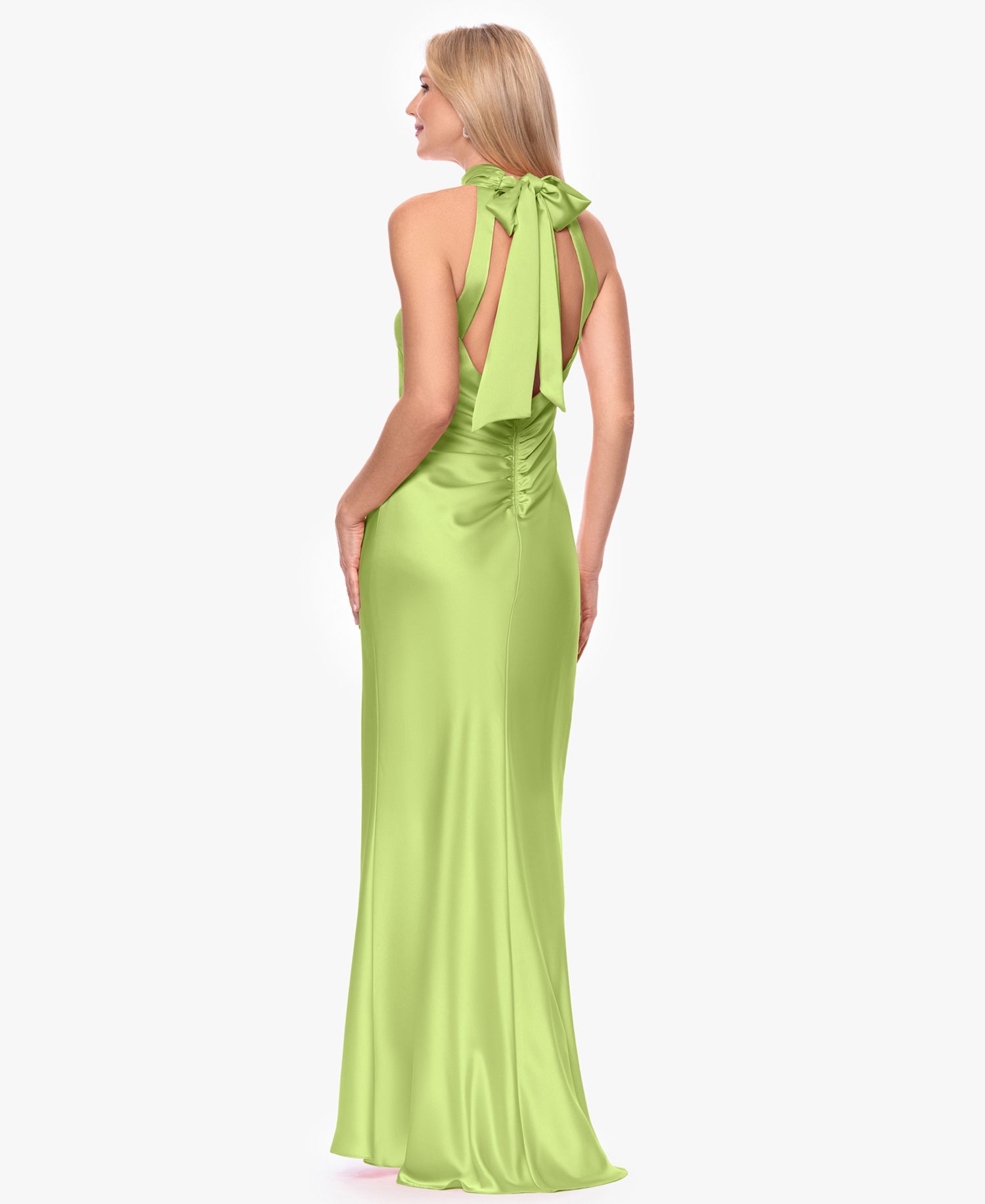 Petite Sleeveless Tie-Neck Long Gown