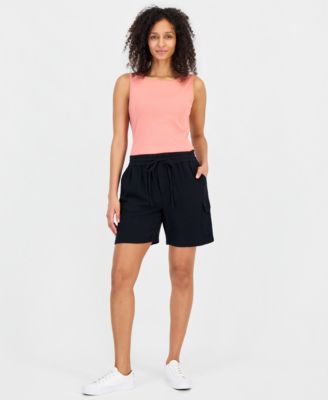 Women's Cotton Gauze Pull-On Cargo Shorts