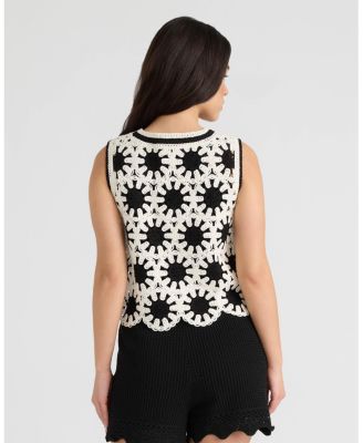 Women's Crochet Button Front Vest
