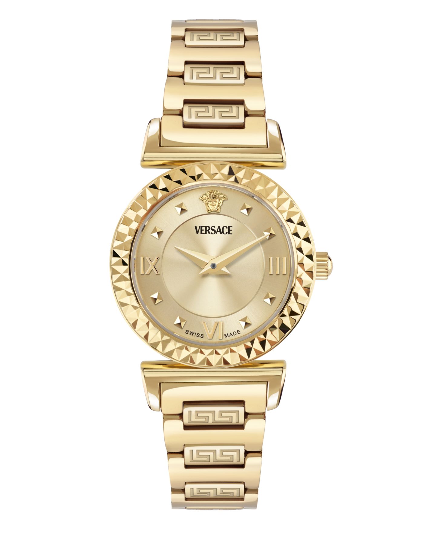 Женские часы Versace Mini Vanity IP Yellow Gold Stainless Steel Bracelet Watch, 27mm — фото 1