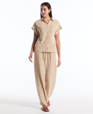 Petite Drawstring Wide-Leg Pants