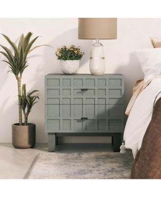 Light Green Nightstand with Grid Design