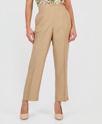 Petite Mid Rise Straight-Leg Pull-On Ankle Pants
