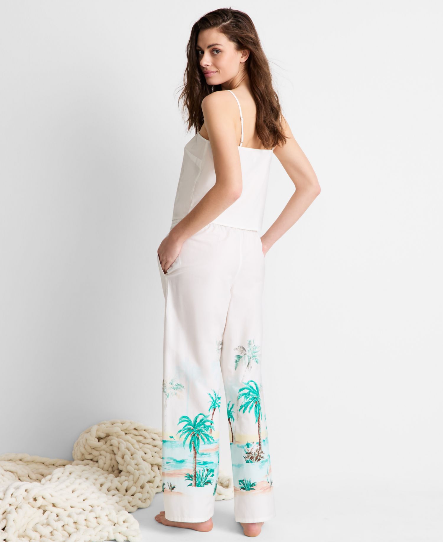 Women's Tie Front Tank & Pant Pajama Set