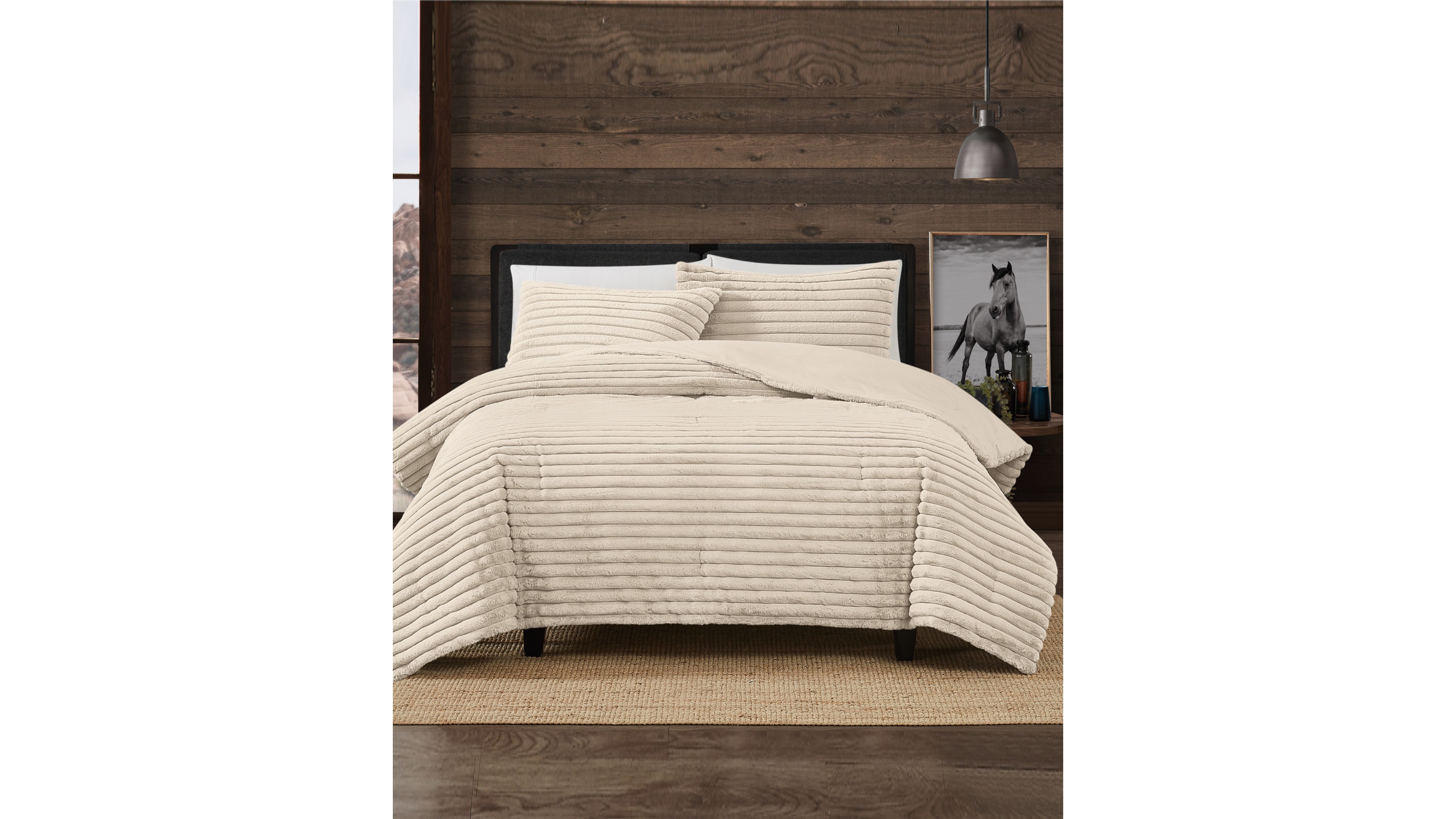 Frye Channel Faux Fur 3-Pc. Comforter Set, King