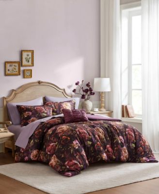 Seraphina Velvet Floral Print 4-Pc. Comforter Set, King