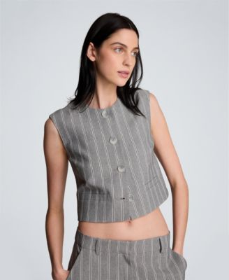 Women's Pinstripe Boxy Vest