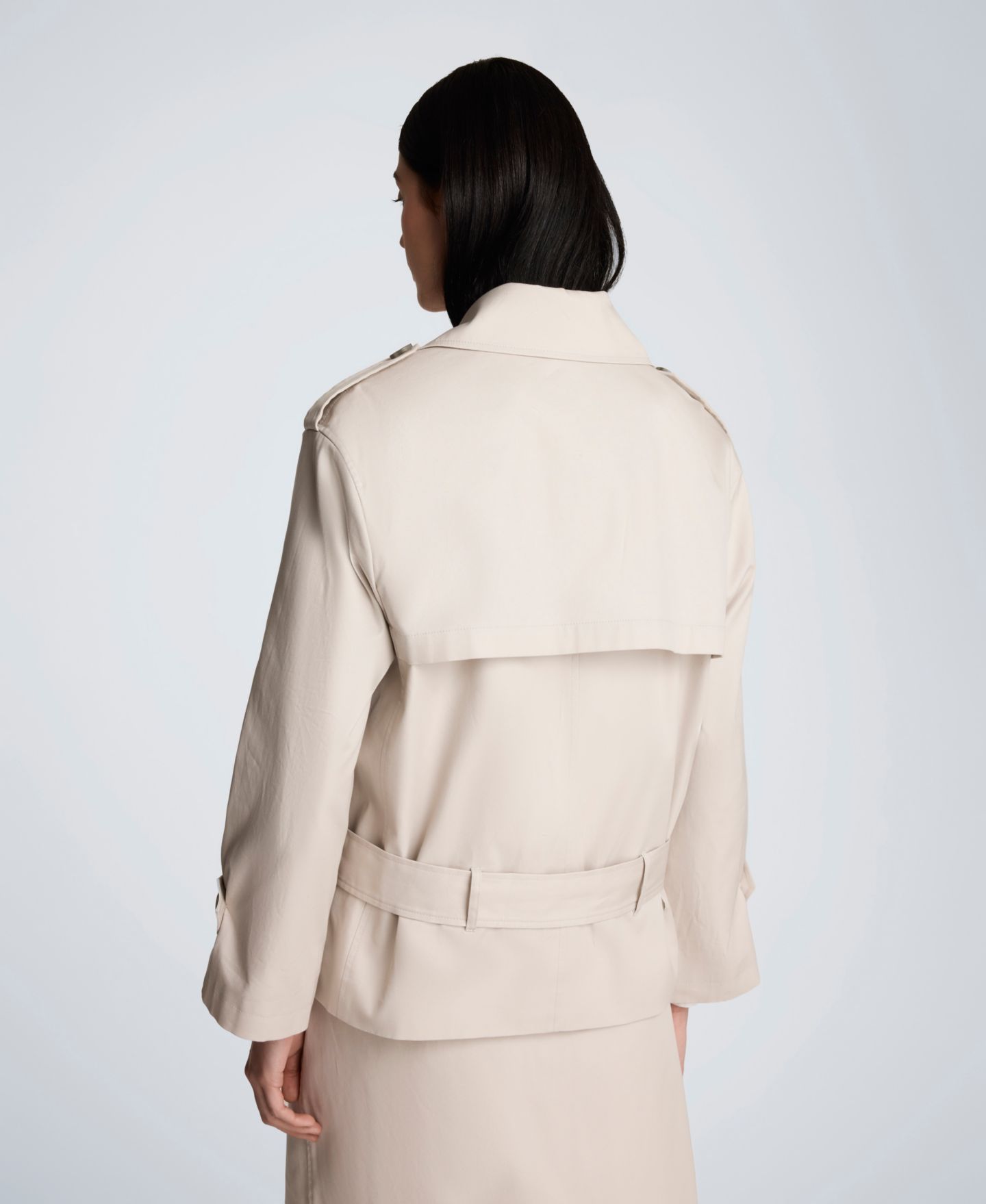 Женская куртка Kenneth Cole Drop-Waist Belted Trench, цвет: Серо-бежевый — фото 6
