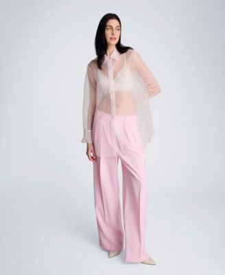 Women's Oversized Sheer Collared Tunic Shirt