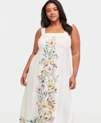 Plus Size Thick Strap Square Neck Maxi Dress
