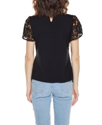 Women's Lace Front Mock Neck Top