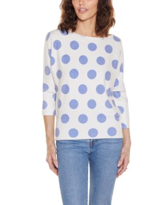 Women's Boat neck Dot Pattern Sweater
