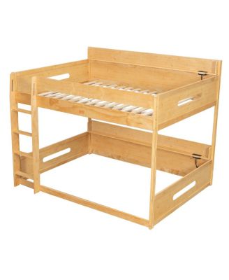 Queen over Queen Bunk Bed with Storage Shelves and USB Ports