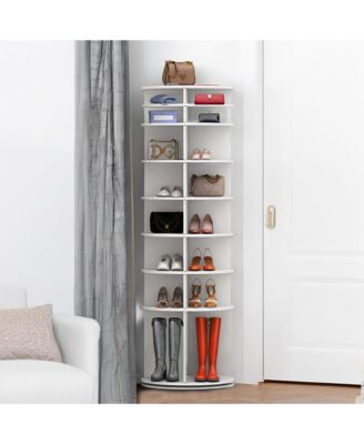 8 Tier Rotating Shoe Rack Tower, Vertical Display Stand Round Carousel, Shoe Storage Organizer for Entryway