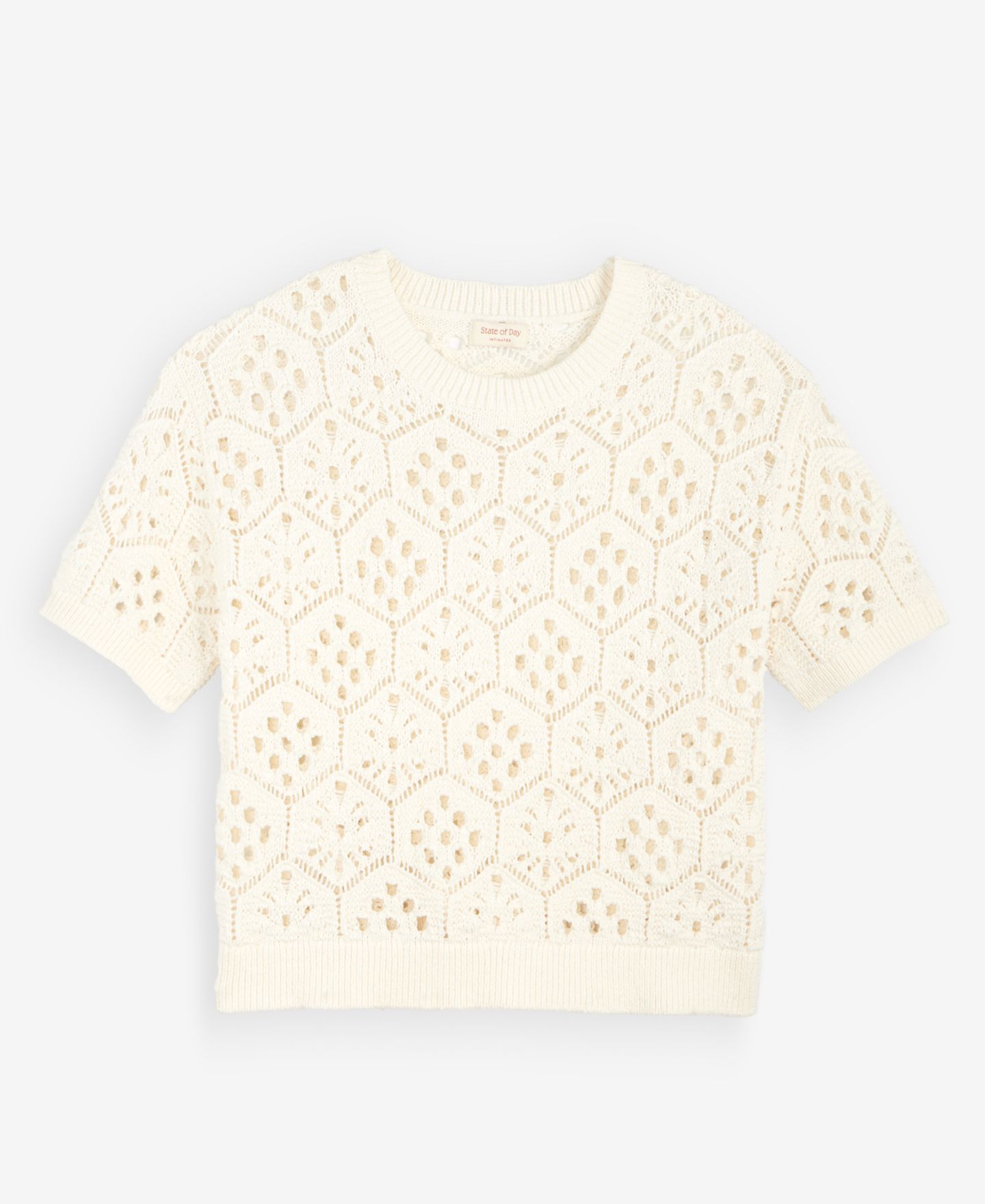 Женский свитер State of Day Short-Sleeve Crochet, цвет: Кремовый — фото 5