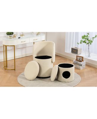 Streamdale Stylish Swivel Barrel Chair with Storage & Free Cat Bed