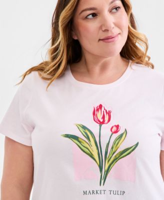 Style & Co Plus Size Perfect Short-Sleeve Open-Crewneck T-Shirt