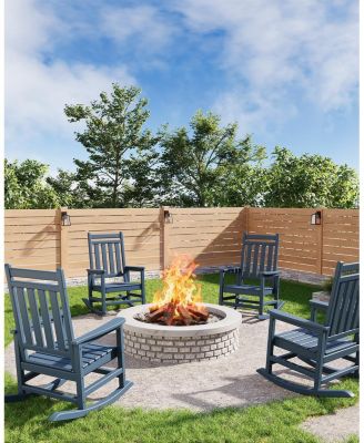 Poly Lumber Rocking Chair Outdoor Set of 4 - HDPE High Back Porch Rocker Chairs for Adults