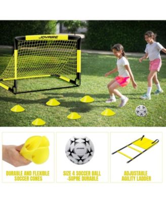 2 Set Pro-Grade Kids Backyard Soccer Goal, Tear-Resistant 5-Layer Polyester Net, Portable Pop Up Training Set