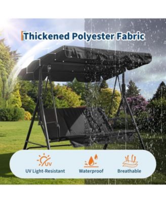 "3 Person Patio Swing Chair with Adjustable Canopy, Breathable Seat & Armrests for Backyard"