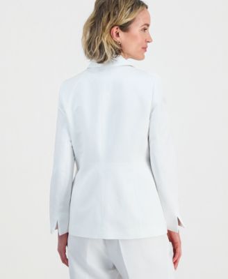 Women's Linen Notched Collar One-Button Blazer