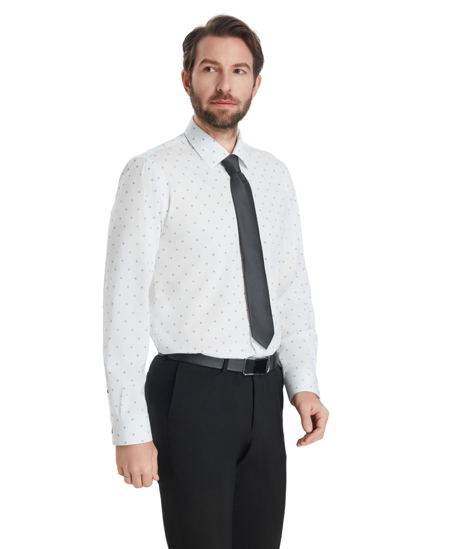 Men's Slim-Fit Geometric Pattern Dress Shirt