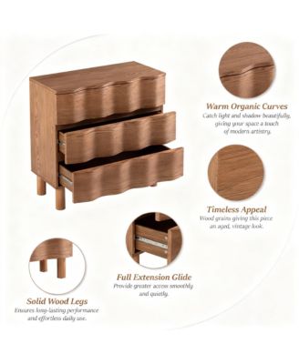 Modern 3 Drawer Dresser with Wave Design for Bedroom