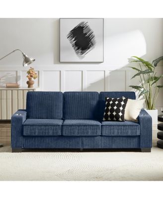 Corduroy 83.86" Modern Compressed 3-Seater Sofa for Living Room