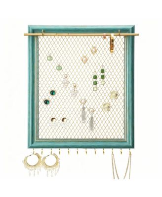 Vintage Wall Earring Wall Rack with 12 Hooks & Removable Rod