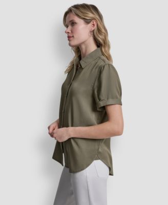 Women's Print Rolled Short-Sleeve Shirt