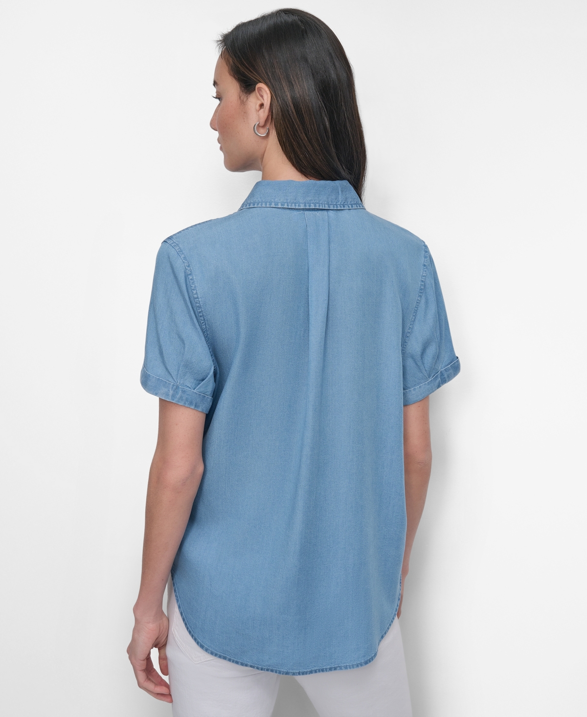 Dkny Jeans Women's Print Rolled Short-Sleeve Shirt