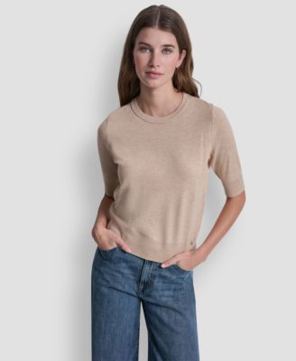 Women's Elbow-Sleeve Crew Neck Sweater