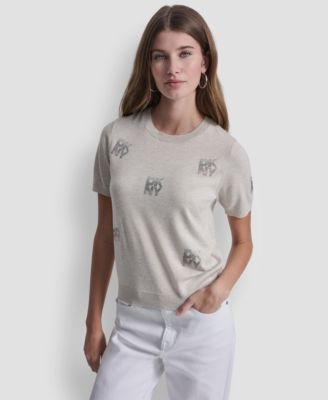 Women's Embellished Logo Crew Neck Sweater