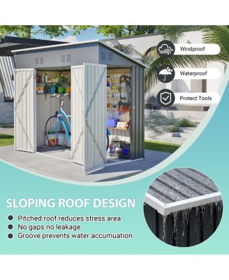 4x8 Slope-Roof Reinforced Storage Shed with Weatherproof Roof & Vents