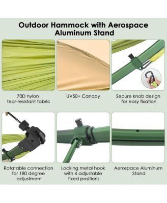 Portable Outdoor Hammock with Stand, Sunshade & Bag