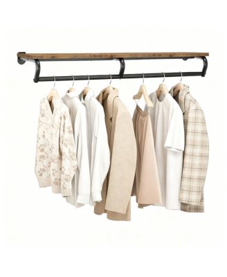 Wall Mounted 2-in-1 Clothes Rack with Top Shelf for Keys & Clothes