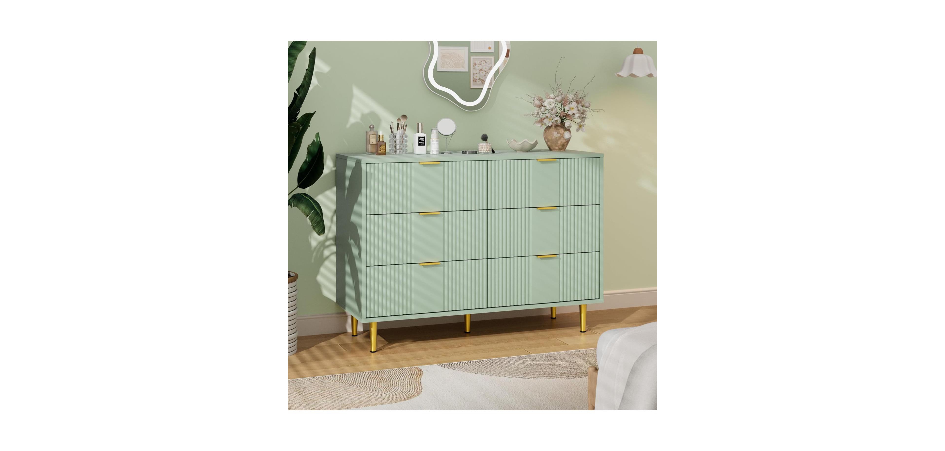 gaomon Fluted Dresser for Bedroom with 6 Drawers