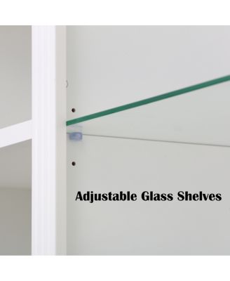 Farmhouse 4-Tier Display Shelf with Dimmable Ceiling Light & Storage