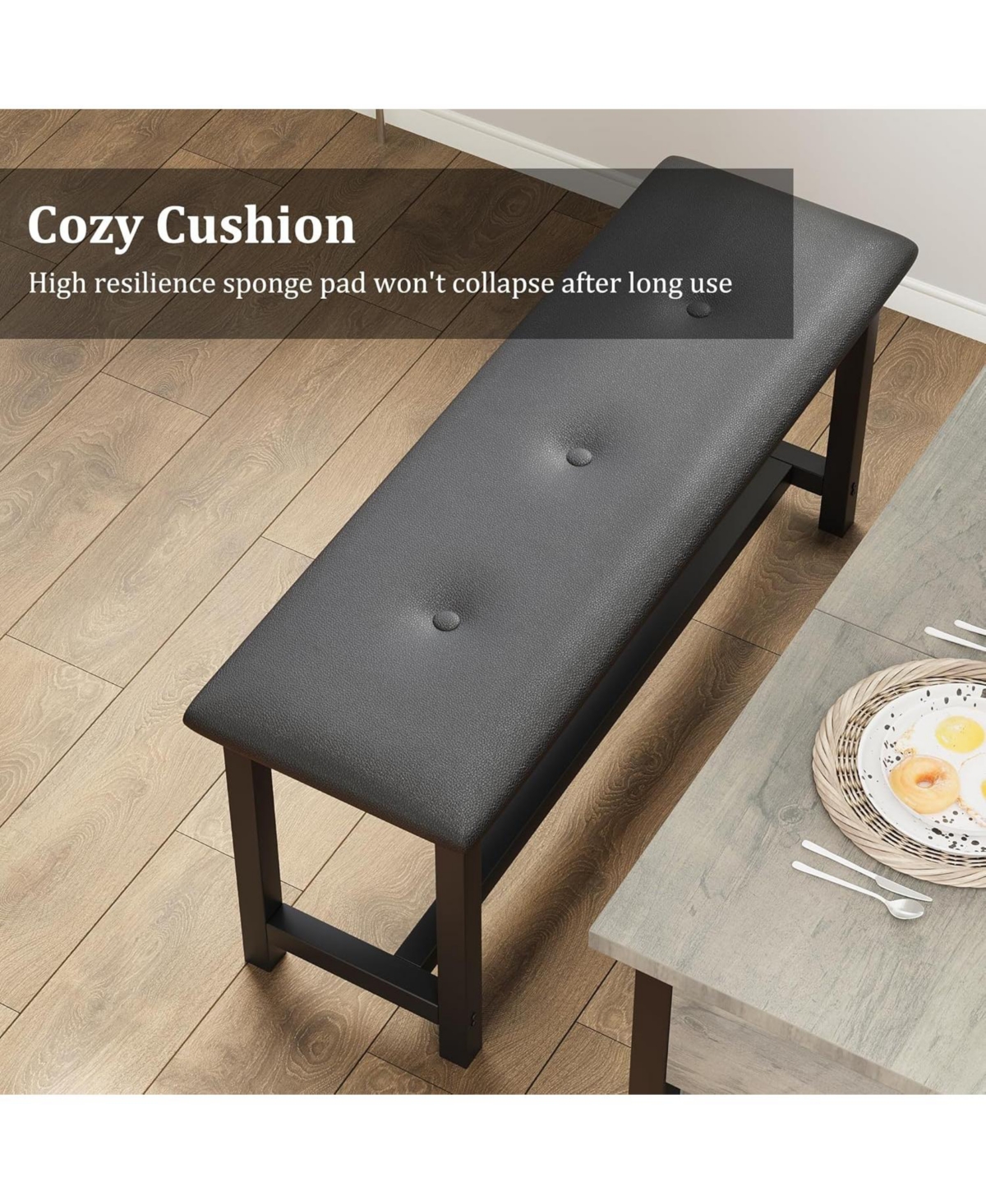 gaomon Dining Table Set for 4 Kitchen Dining Table Set with Upholstered Benches, Storage Drawers and Wine Rack