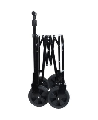 Collapsible Wagon Cart - Heavy Duty Utility Cart with Bench Seat, Storage Compartment and Included Dog Tether for Groceries