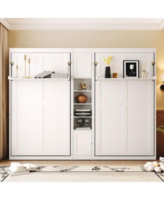Streamdale Dual Twin Wall Murphy Beds w/ Cabinets & Shelves