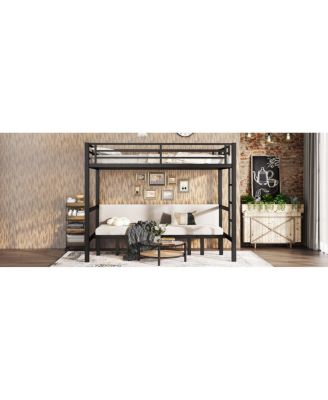 Twin XL over Twin XL pull-out Metal Bunk Bed with safety rails