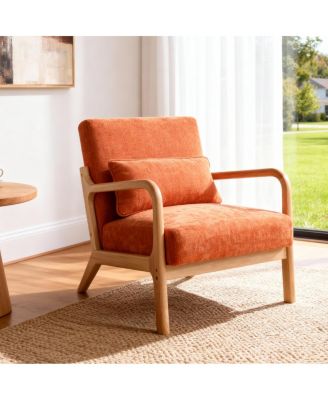  Mid Century Modern Armchair with Solid Wood Frame