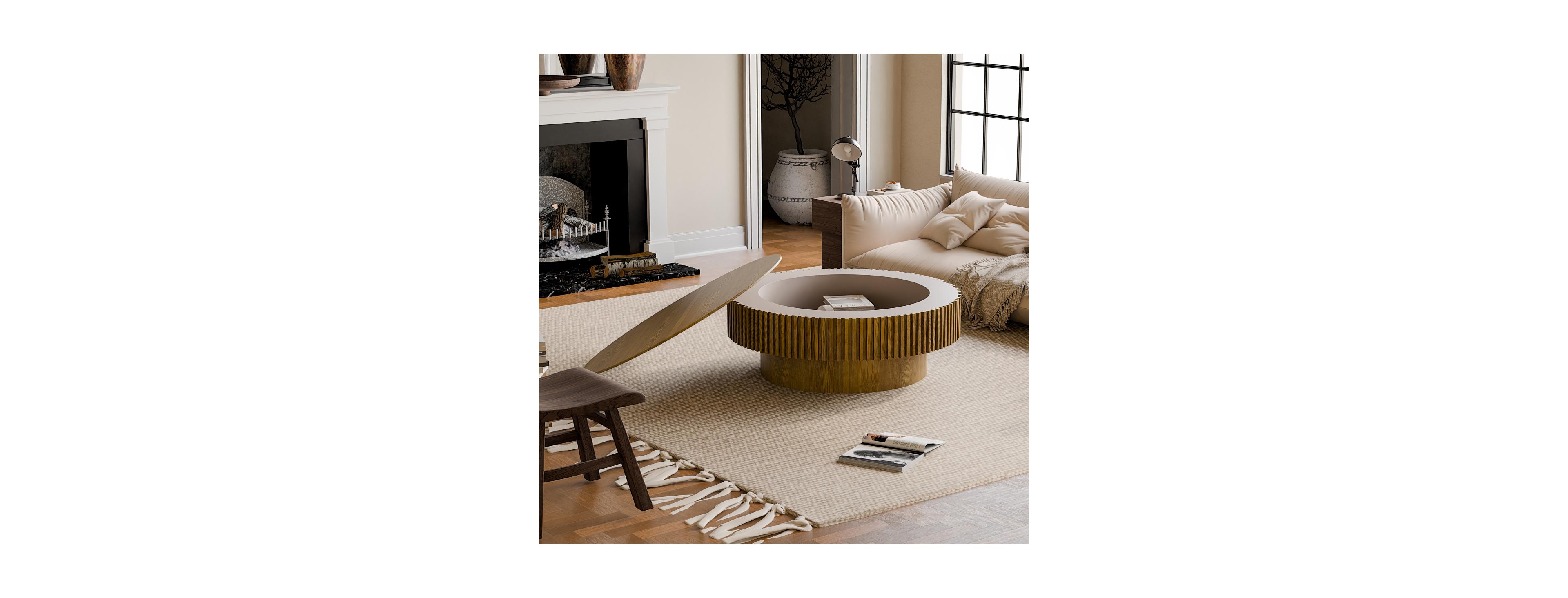 Streamdale Furniture Solid Wood Veneered Modern Coffee Table with Storage