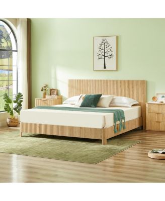  Rustic Oak King Bed Frame with Curved Profile