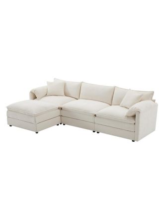 Chenille Modular Sectional Sofa with Deep Wide Seat & Double Cushions