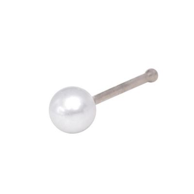 Curata Jewelry Solid 14K 3mm 20 Gauge Freshwater Cultured Pearl Nose Stud - White gold